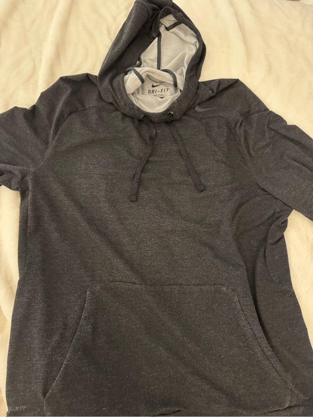 Nike Dark Heather Gray Dri-FIT Hooded Short-Sleeve Pullover